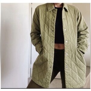 Joie Quilted Olive Green Barn Utility Oversized Jacket